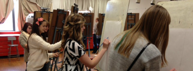 art students at their easels